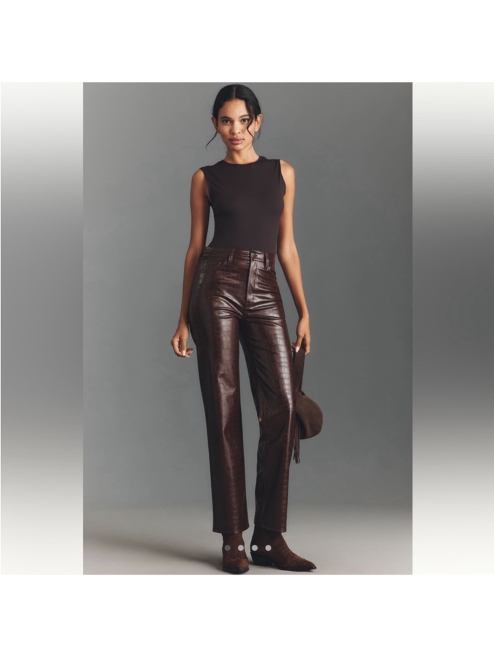 PISTOLA Cassie Faux Leather Croc Straight Leg, Size: 31